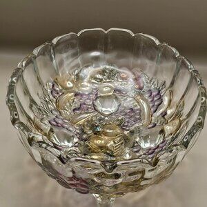vintage Indiana Glass large footed fruit bowl Garland pattern oval shape 1970s